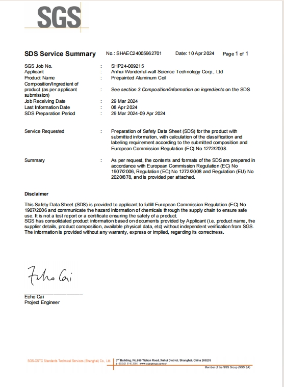 CERTIFICADO MSDS